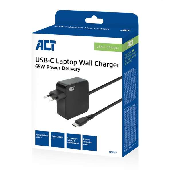 ACT AC2010 20V / 3,25A 65W Type-C univerzális hálózati notebook töltő