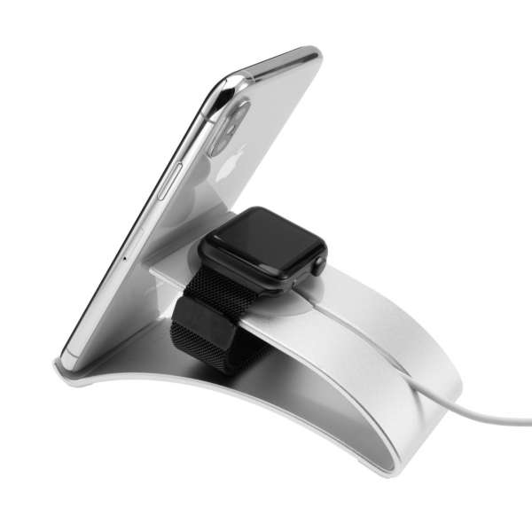 FIXED alumínium állvány Apple Watch és iPhone készülékekhez, ezüst