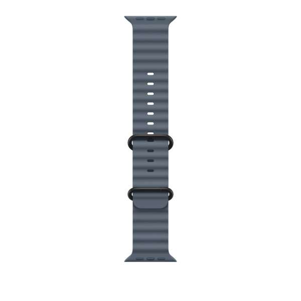 Apple Watch 49mm Band: Ocean Band Black Titanium Finish Anchor Blue