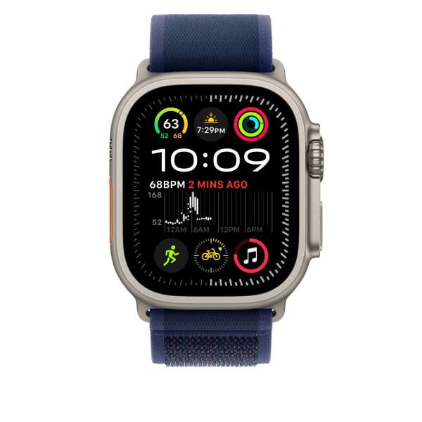 Apple Watch 49mm Trail Loop Blue Natural Titanium Finish S/M