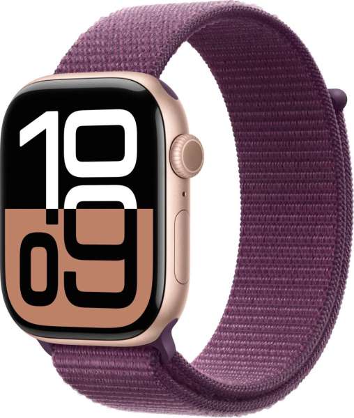 Apple Watch S10 Cellular 46mm Rose Gold Alu Case with Plum Sport Loop Apple Watch S10 Cellular 46mm Rose Gold Alu Case with Plum Sport Loop