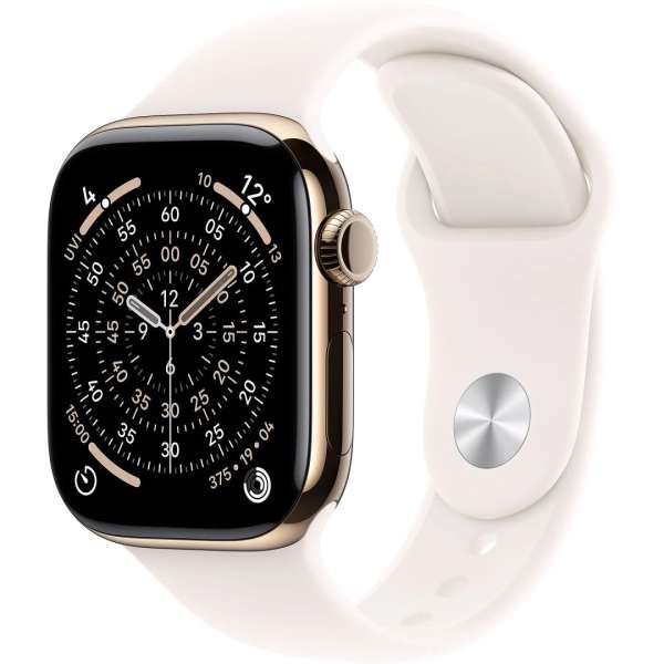 Apple Watch S11 Cellular 42mm Gold Titanium Case with Light Blush Sport Band S/M Apple Watch S11 Cellular 42mm Gold Titanium Case with Light Blush Sport Band S/M
