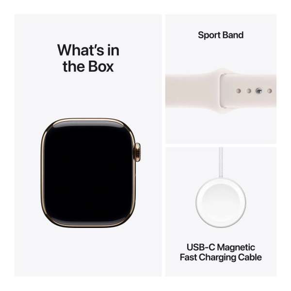 Apple Watch S11 Cellular 42mm Gold Titanium Case with Light Blush Sport Band S/M Apple Watch S11 Cellular 42mm Gold Titanium Case with Light Blush Sport Band S/M
