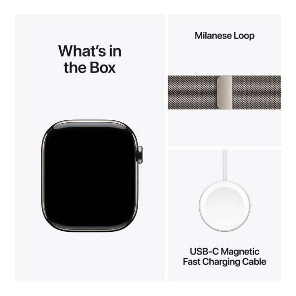 Apple Watch S11 Cellular 42mm Natural Titanium Case with Natural Milanese Loop Apple Watch S11 Cellular 42mm Natural Titanium Case with Natural Milanese Loop