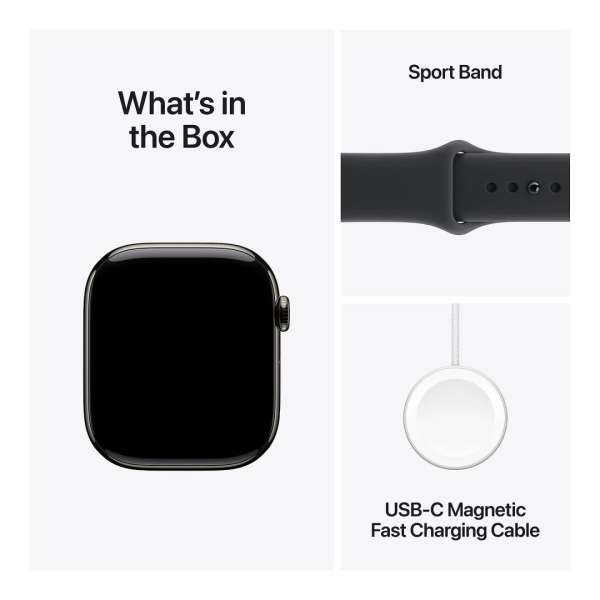 Apple Watch S11 Cellular 42mm Slate Titanium Case with Black Sport Band M/L Apple Watch S11 Cellular 42mm Slate Titanium Case with Black Sport Band M/L