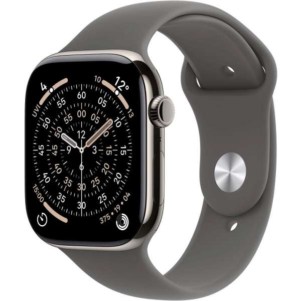 Apple Watch S11 Cellular 46mm Natural Titanium Case with Stone Grey Sport Band S/M Apple Watch S11 Cellular 46mm Natural Titanium Case with Stone Grey Sport Band S/M
