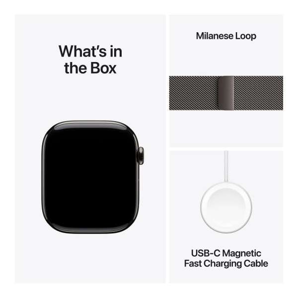 Apple Watch S11 Cellular 46mm Slate Titanium Case with Slate Milanese Loop S/M Apple Watch S11 Cellular 46mm Slate Titanium Case with Slate Milanese Loop S/M