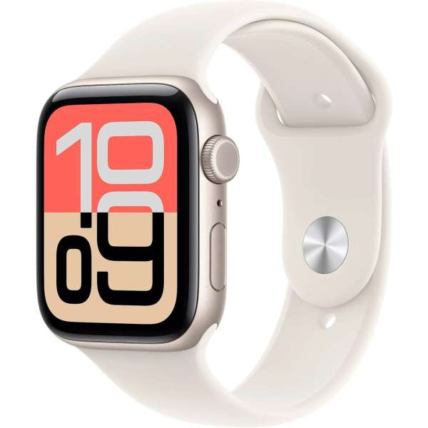 Apple Watch SE3 (2025) Cellular 44mm Starlight Aluminium Case with Starlight Sport Band M/L Apple Watch SE3 (2025) Cellular 44mm Starlight Aluminium Case with Starlight Sport Band M/L