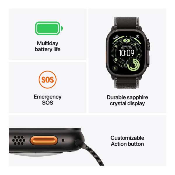 Apple Watch Ultra 3 Cellular 49mm Black Titanium Case with Black Alpine Loop Large Apple Watch Ultra 3 Cellular 49mm Black Titanium Case with Black Alpine Loop Large