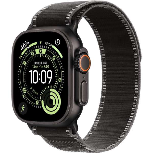 Apple Watch Ultra 3 Cellular 49mm Black Titanium Case with Black/Charcoal Trail Loop M/L Apple Watch Ultra 3 Cellular 49mm Black Titanium Case with Black/Charcoal Trail Loop M/L