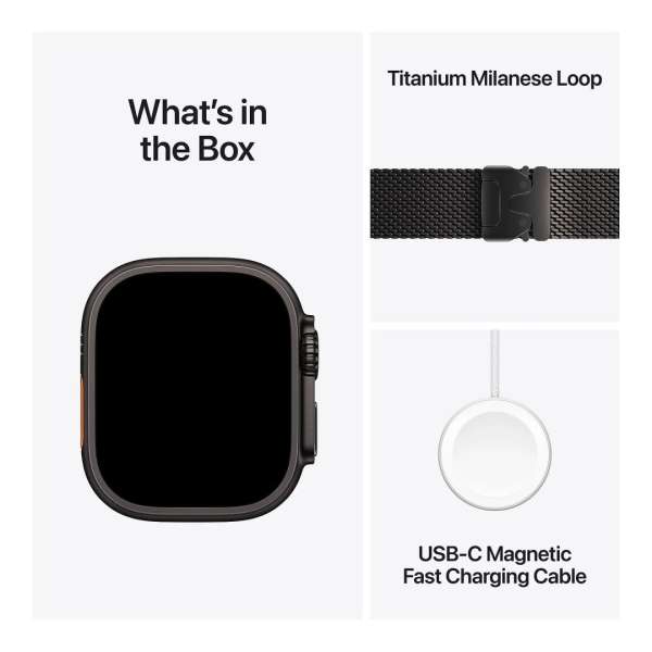 Apple Watch Ultra 3 Cellular 49mm Black Titanium Case with Black Titanium Milanese Loop Large Apple Watch Ultra 3 Cellular 49mm Black Titanium Case with Black Titanium Milanese Loop Large