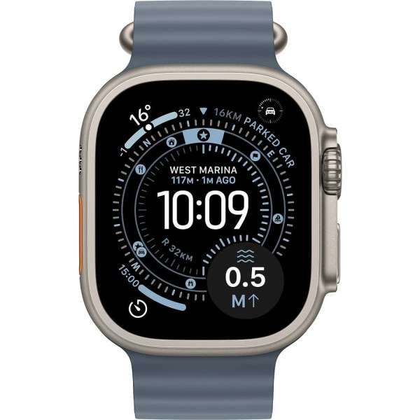 Apple Watch Ultra 3 Cellular 49mm Natural Titanium Case with Anchor Blue Ocean Band Apple Watch Ultra 3 Cellular 49mm Natural Titanium Case with Anchor Blue Ocean Band