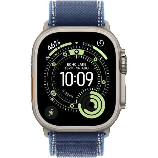 Apple Watch Ultra 3 Cellular 49mm Natural Titanium Case with Blue/Bright Blue Trail Loop M/L Apple Watch Ultra 3 Cellular 49mm Natural Titanium Case with Blue/Bright Blue Trail Loop M/L