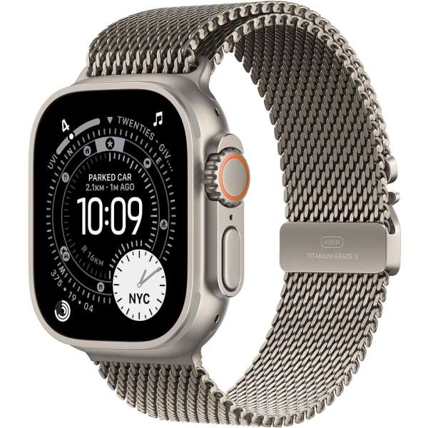 Apple Watch Ultra 3 Cellular 49mm Natural Titanium Case with Natural Titanium Milanese Loop Large Apple Watch Ultra 3 Cellular 49mm Natural Titanium Case with Natural Titanium Milanese Loop Large
