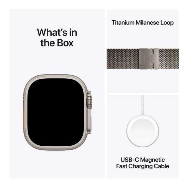 Apple Watch Ultra 3 Cellular 49mm Natural Titanium Case with Natural Titanium Milanese Loop Small Apple Watch Ultra 3 Cellular 49mm Natural Titanium Case with Natural Titanium Milanese Loop Small