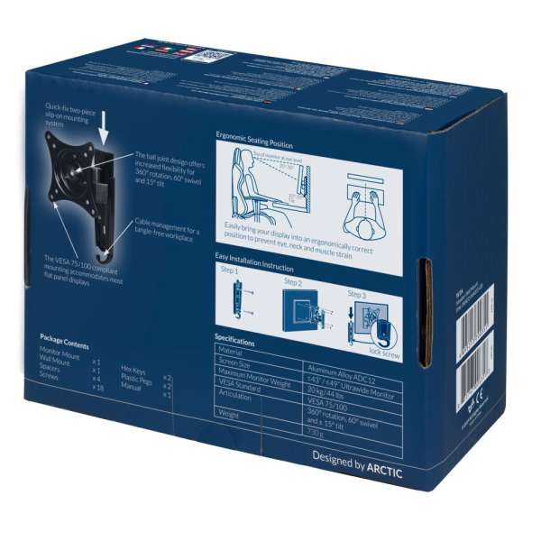 Arctic W1A Monitor Wall Mount Black