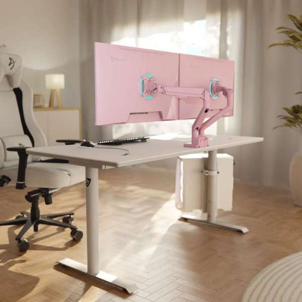 Arozzi Alzare Neo Duo Gas Spring Monitor Arm Pink