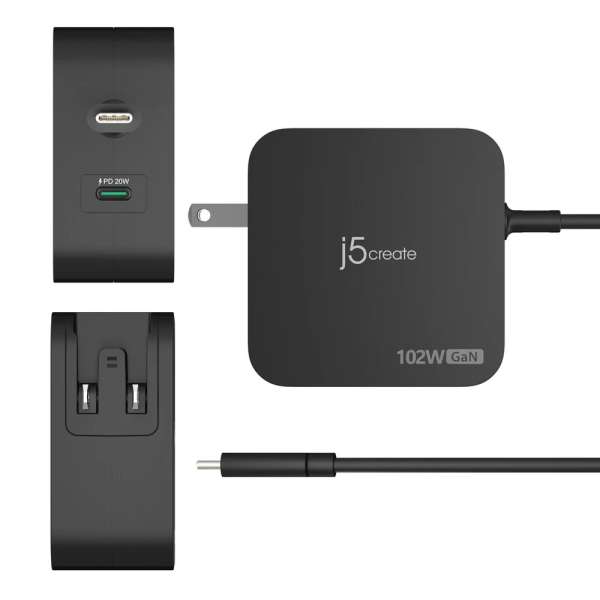 j5create JUP25102V 5-20V / 5A 102W Type-C univerzális hálózati notebook töltő