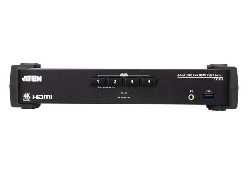 ATEN 4-Port USB 3.0 4K HDMI KVMP Switch with Audio Mixer Mode