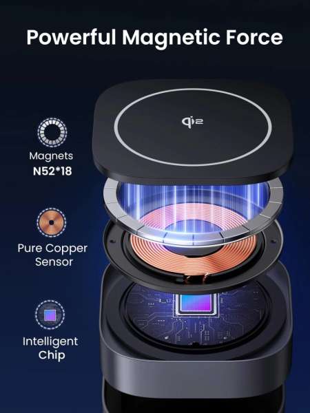 UGREEN Qi2 15W MagFlow 2-in-1 Wireless Charger Grey