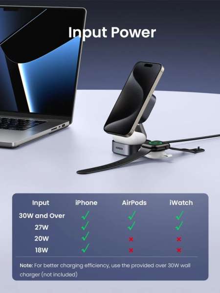 UGREEN Qi2 15W MagFlow 2-in-1 Wireless Charger Grey