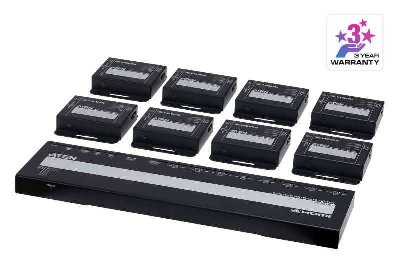 ATEN VS1828KIT 8-Port 4K HDMI Cat 6 Splitter with Receivers