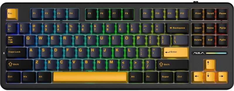 Aula F87 Gasket Gaming Wireless Bluetooth Mechanical Keyboard Black/Yellow US
