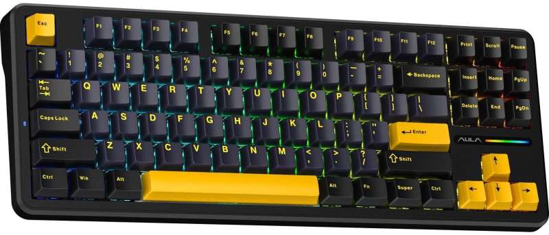 Aula F87 Gasket Gaming Wireless Bluetooth Mechanical Keyboard Black/Yellow US