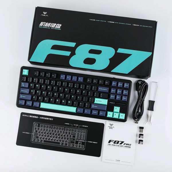 Aula F87 Pro Gasket Gaming Wireless Bluetooth Mechanical Keyboard Black/Blue US