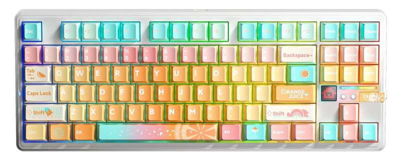 Aula F87 Pro V2 Gasket Gaming Wireless Bluetooth Mechanical Keyboard White/Orange US