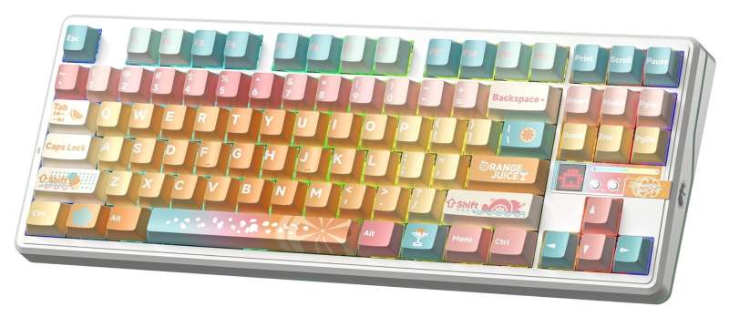 Aula F87 Pro V2 Gasket Gaming Wireless Bluetooth Mechanical Keyboard White/Orange US