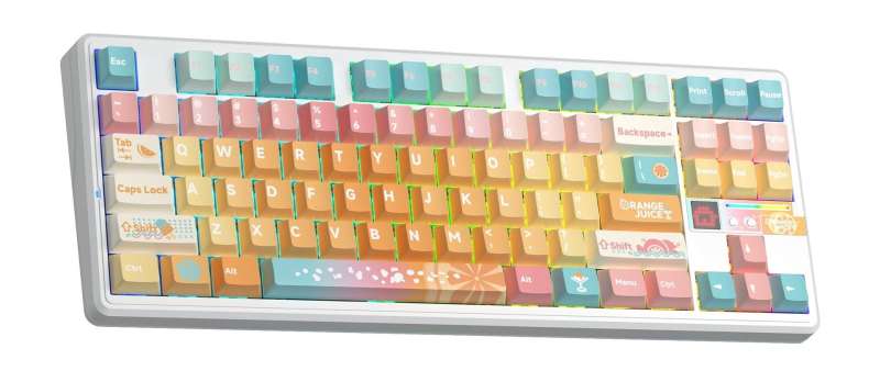 Aula F87 Pro V2 Gasket Gaming Wireless Bluetooth Mechanical Keyboard White/Orange US