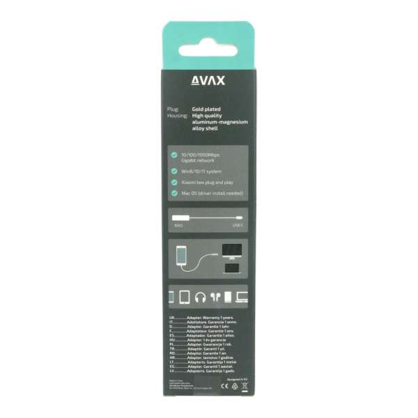 Avax AD604 CONNECT+ Type C 3.0 - Gigabit Ethernet adapter alumínium