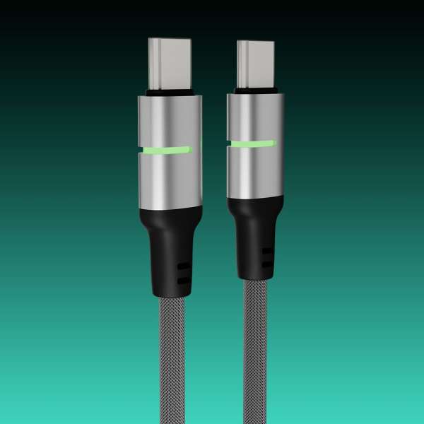 Avax CB633 Steely LED 60W USB-C charger cable 2m Black