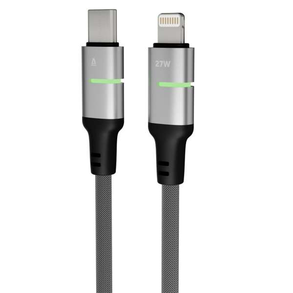 Avax CB637 STEELY LED USB-C - Lightning 3m Black