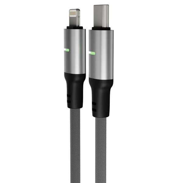 Avax CB637 STEELY LED USB-C - Lightning 3m Black