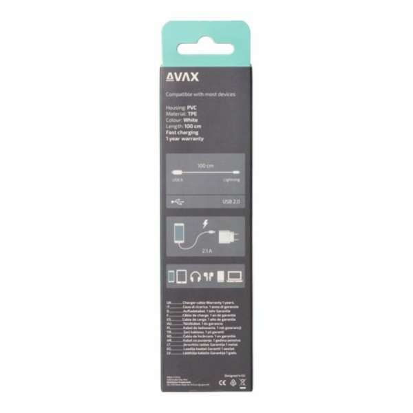 Avax USB-A to Lightning cable 1m White