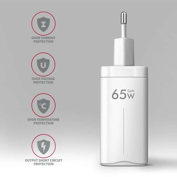 AXAGON ACU-DPQ65W QC4 + USB-C PD Wall Charger White