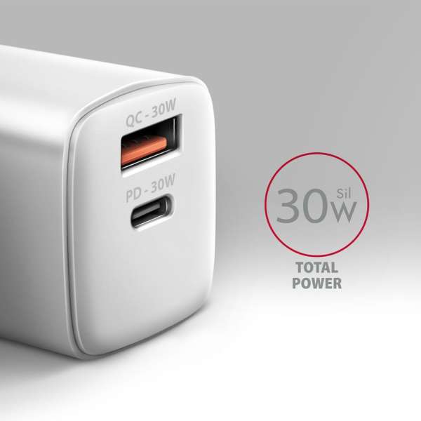 AXAGON ACU-PQ30W PD & QC Wall Charger 30W White