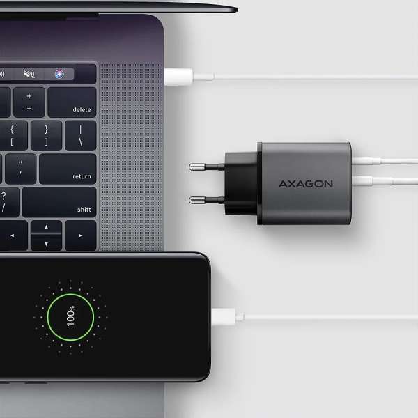 AXAGON ACU-PQ67 PD3.0 & QC4+ 2xOUTPUTS wall charger 67W Black