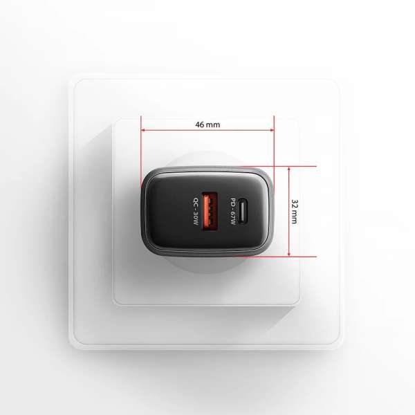 AXAGON ACU-PQ67 PD3.0 & QC4+ 2xOUTPUTS wall charger 67W Black