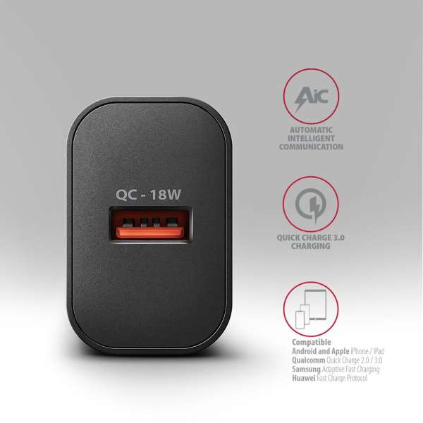 AXAGON ACU-QC18 QC3.0 Wall Charger 18W Black