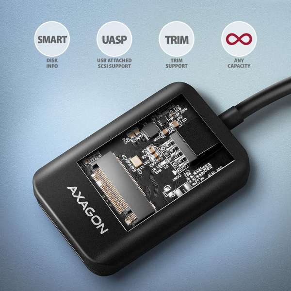 AXAGON ADM2-AM USB-A 10Gbps M.2 NVMe & SATA SSD Adapter