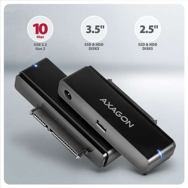 AXAGON ADSA-FPX USB-C 10Gbps Fast Port X adapter for 2,5"/3,5" SSD/HDD