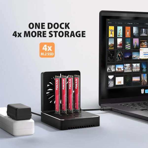 AXAGON ADSA-M2C44 USB4 docking station for 4x M.2 NVMe SSDs with disk cloning function without a PC
