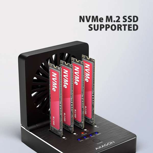 AXAGON ADSA-M2C44 USB4 docking station for 4x M.2 NVMe SSDs with disk cloning function without a PC