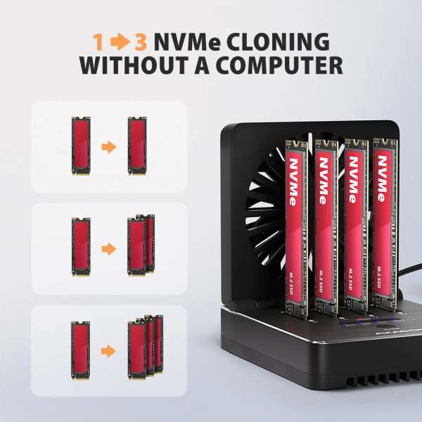 AXAGON ADSA-M2C44 USB4 docking station for 4x M.2 NVMe SSDs with disk cloning function without a PC