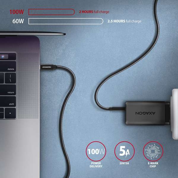 AXAGON BUCM32-CM05AB Speed+ USB-C <> USB 20Gbps cable 0,5m Black