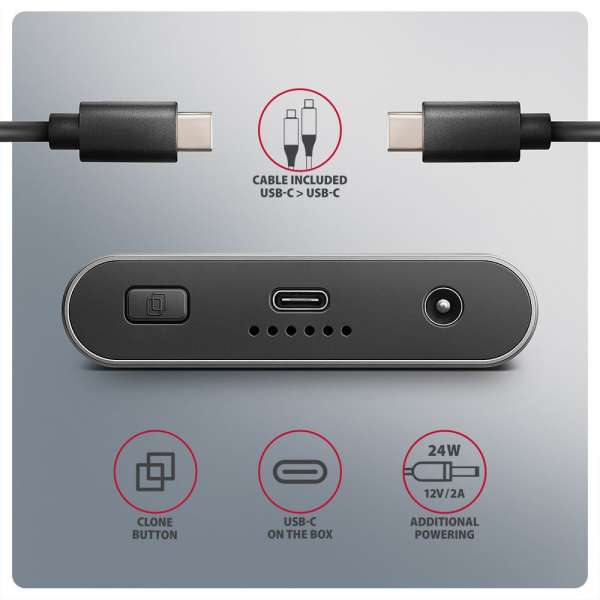 AXAGON EEM2-20GD USB-C 20Gbps Dual M.2 NVMe SSD Clone Mastert Enclosure