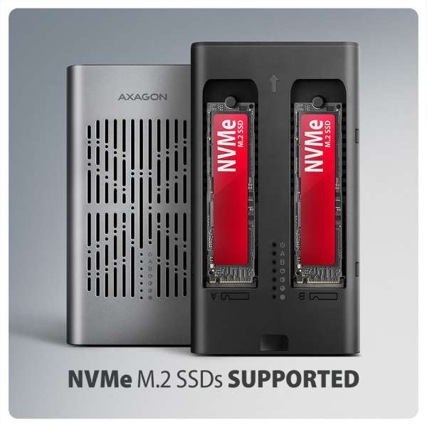 AXAGON EEM2-20GD USB-C 20Gbps Dual M.2 NVMe SSD Clone Mastert Enclosure
